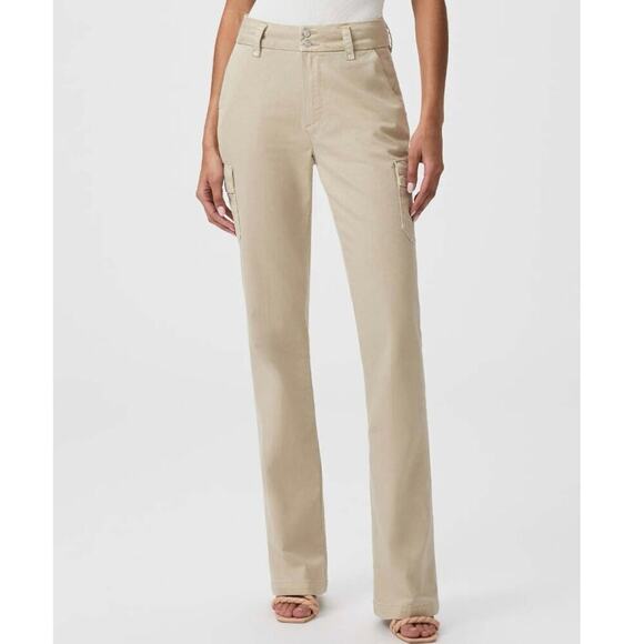 Paige Dion Cargo Pants Size 28 Vintage Sand Full Length Wide Leg Cotton Casual - Picture 4 of 16